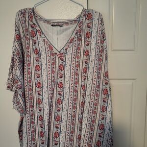 BloomChic Red and White Floral Stripe Blouse